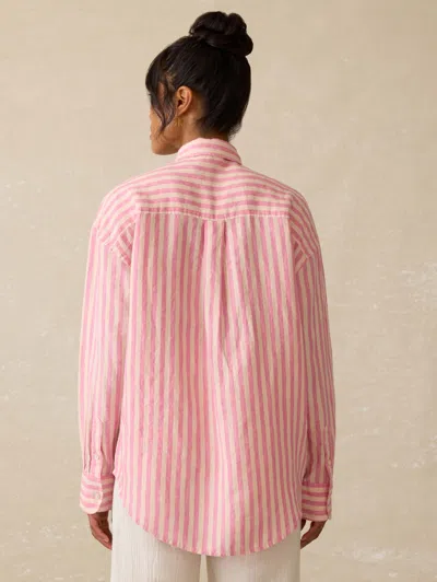 Faherty Laguna Linen Relaxed Shirt In Pink Lucy Stripe