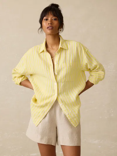 Faherty Laguna Linen Relaxed Shirt In Golden Kiwi Lucy Stripe