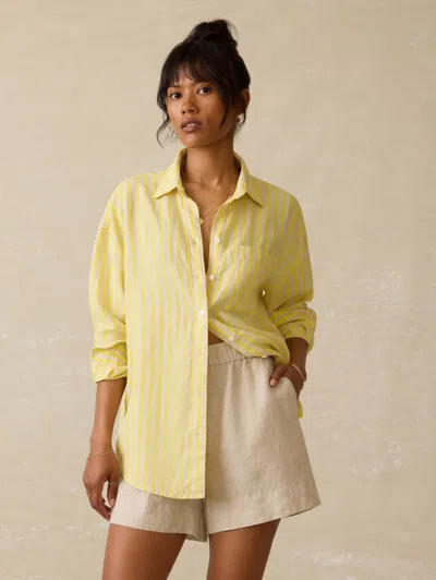 Faherty Laguna Linen Relaxed Shirt In Golden Kiwi Lucy Stripe