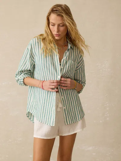 Faherty Laguna Linen Relaxed Shirt In Ocean Lucy Stripe