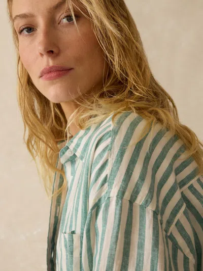Faherty Laguna Linen Relaxed Shirt In Ocean Lucy Stripe
