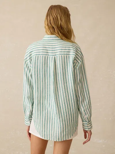 Faherty Laguna Linen Relaxed Shirt In Ocean Lucy Stripe