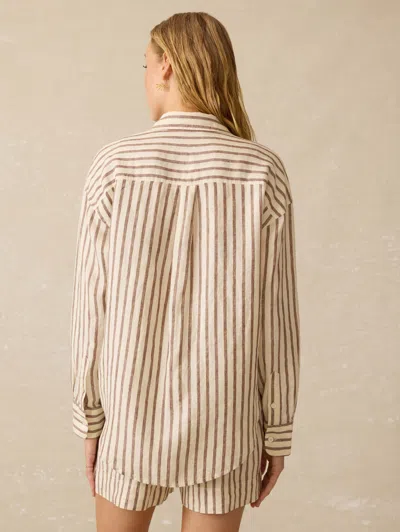 Faherty Laguna Linen Relaxed Shirt In Cocoa Grove Stripe