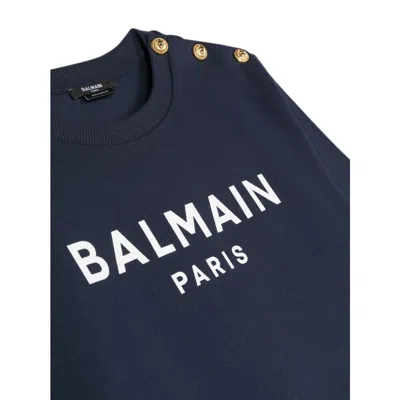 Balmain Logo-print Cotton Sweatshirt In Blue