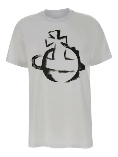 Vivienne Westwood Short-sleeved Cotton T-shirt With Abstract Graphic Design In White