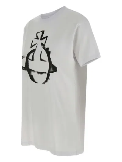 Vivienne Westwood Short-sleeved Cotton T-shirt With Abstract Graphic Design In White