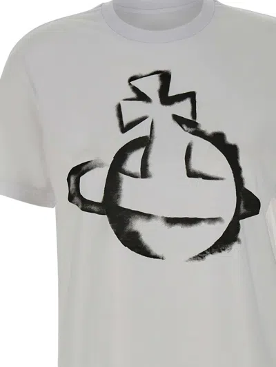 Vivienne Westwood Short-sleeved Cotton T-shirt With Abstract Graphic Design In White