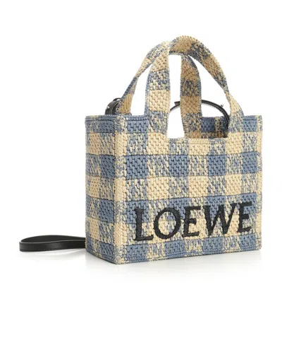 Loewe Small Font Woven-raffia Tote Bag In Multicolor