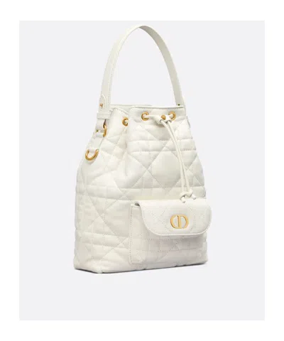 Dior Small  Caro Bucket Bag In White