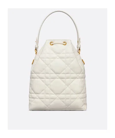 Dior Small  Caro Bucket Bag In White