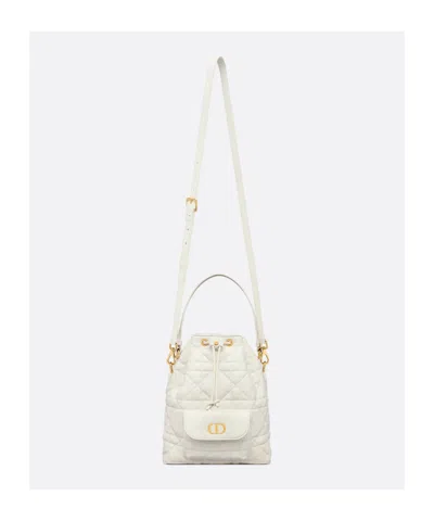 Dior Small  Caro Bucket Bag In White