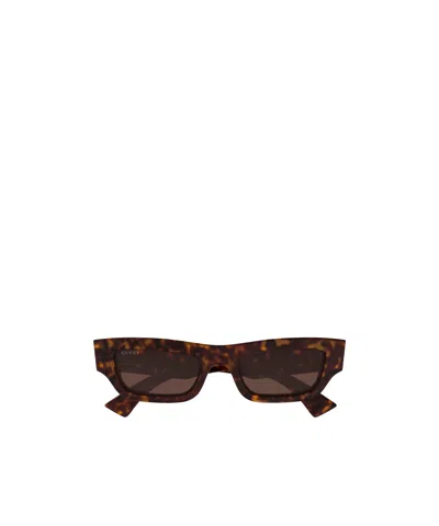 Gucci Rectangle-frame Sunglasses In Havana