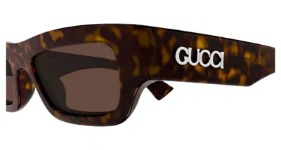 Gucci Rectangle-frame Sunglasses In Havana