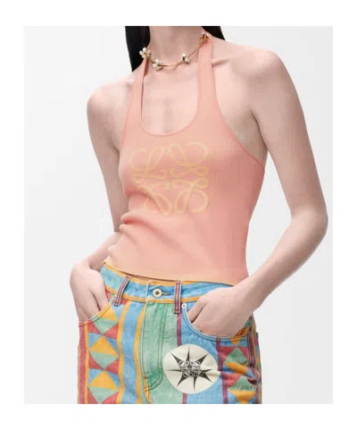 Loewe Anagram Tank Top In Cotton And Viscose In Pink
