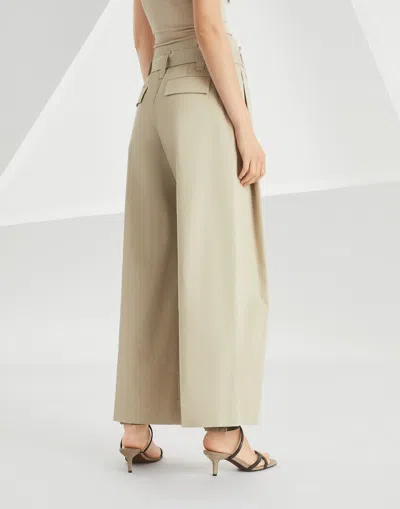 Brunello Cucinelli Tailored Trousers With Pockets And Elastic Waistband In Light Gray