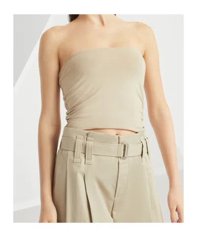 Brunello Cucinelli Tailored Trousers With Pockets And Elastic Waistband In Light Gray