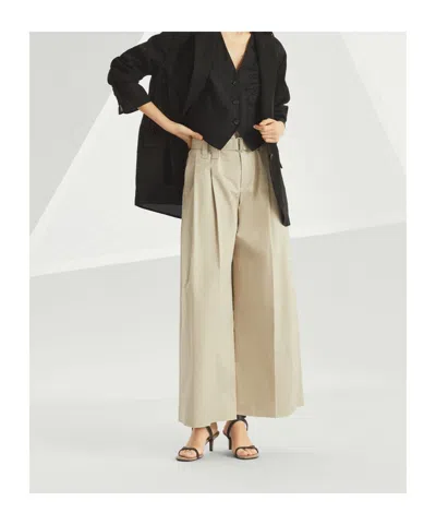 Brunello Cucinelli Tailored Trousers With Pockets And Elastic Waistband In Light Gray