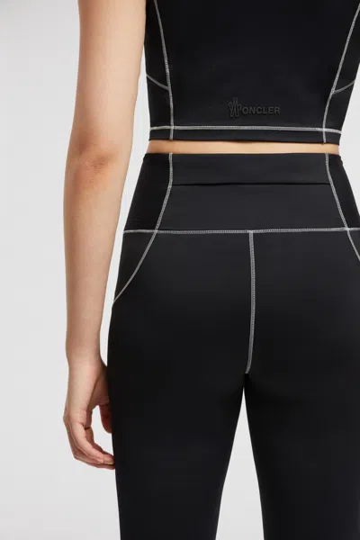Moncler Logo Leggings Featuring Contrast Stitching In Black