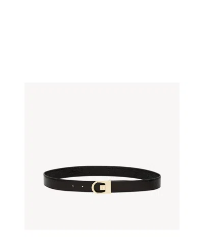 Saint Laurent Reversible Belt In Crocodile-embossed Leather In Black