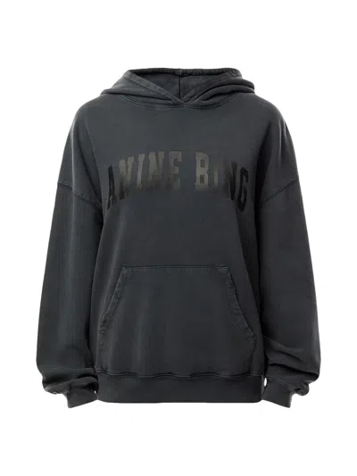 Anine Bing Oversized Grey Sweatshirt With Bold Branding And Relaxed Fit In Black