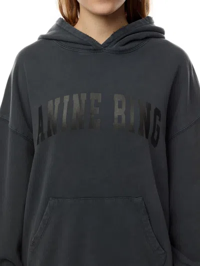 Anine Bing Oversized Grey Sweatshirt With Bold Branding And Relaxed Fit In Black