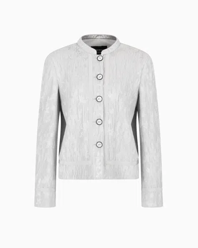 Emporio Armani Icon Floral Jacquard Canneté Jacket In Grey