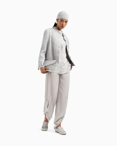 Emporio Armani Icon Floral Jacquard Canneté Jacket In Grey