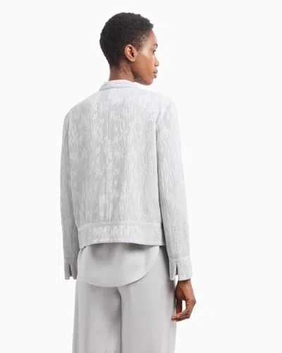 Emporio Armani Icon Floral Jacquard Canneté Jacket In Grey