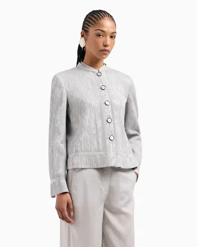 Emporio Armani Icon Floral Jacquard Canneté Jacket In Grey