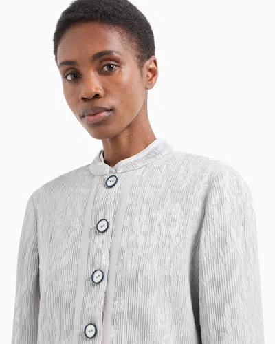 Emporio Armani Icon Floral Jacquard Canneté Jacket In Grey