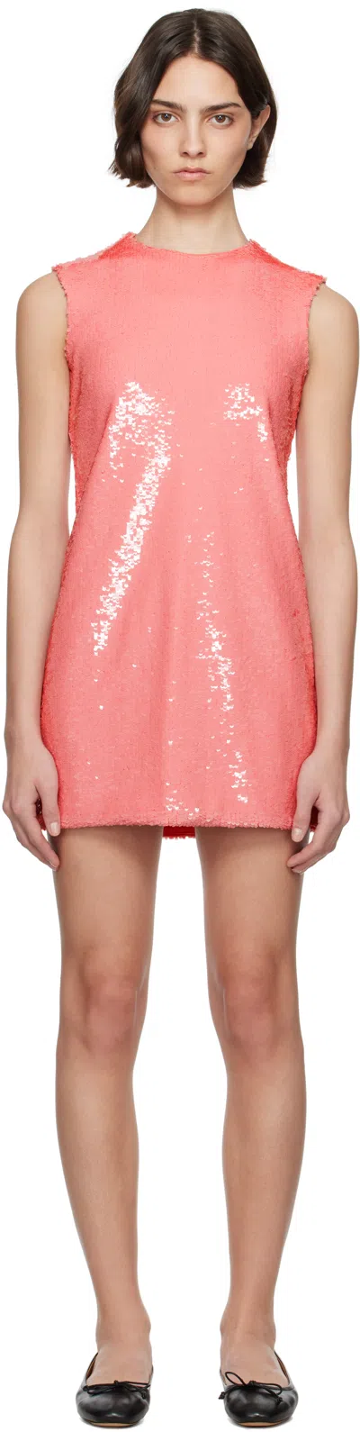 Jw Anderson Embellished Cotton Mini Dress In Pink