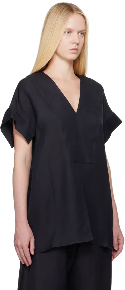 Studio Nicholson Navy Circe Linen Top In Blue