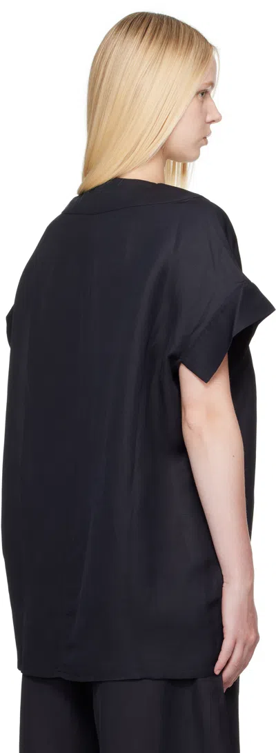 Studio Nicholson Navy Circe Linen Top In Blue