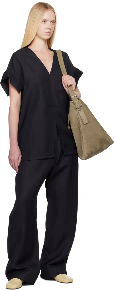 Studio Nicholson Navy Circe Linen Top In Blue