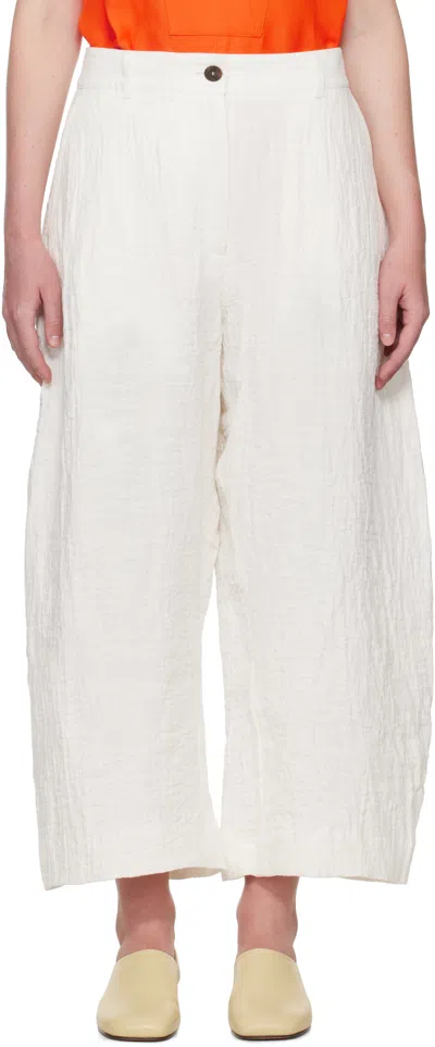 Studio Nicholson Off-white Chalco Linen Trousers In White