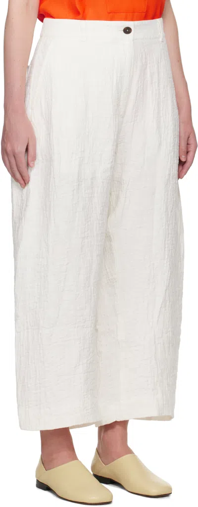Studio Nicholson Off-white Chalco Linen Trousers In White