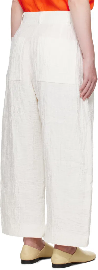 Studio Nicholson Off-white Chalco Linen Trousers In White