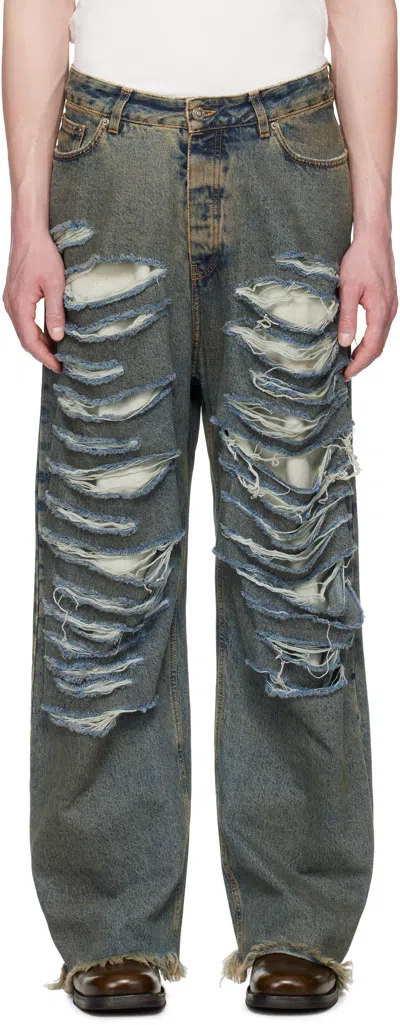 424 Big Daddy Denim Jeans In Blue/brown Sugar Was