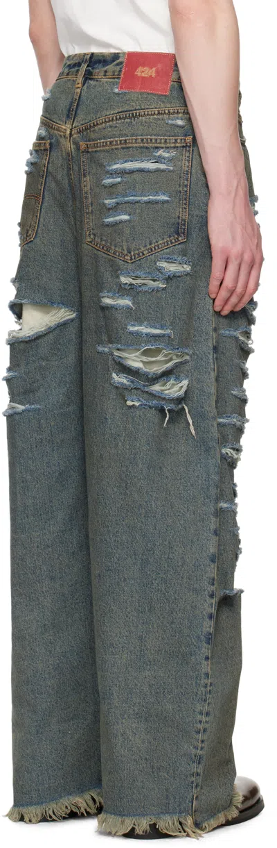 424 Big Daddy Denim Jeans In Blue/brown Sugar Was