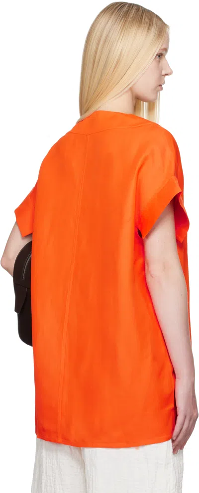 Studio Nicholson Orange Circe Linen Top In Clementine
