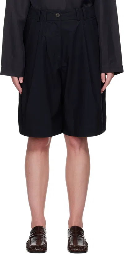 Studio Nicholson Tailored Flared Shorts In Darkest Navy