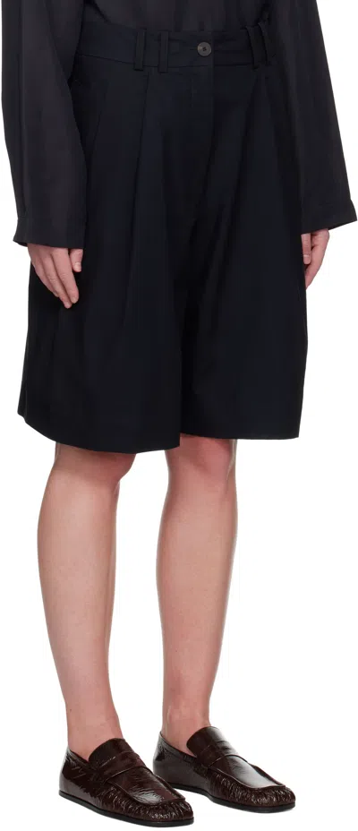 Studio Nicholson Tailored Flared Shorts In Darkest Navy