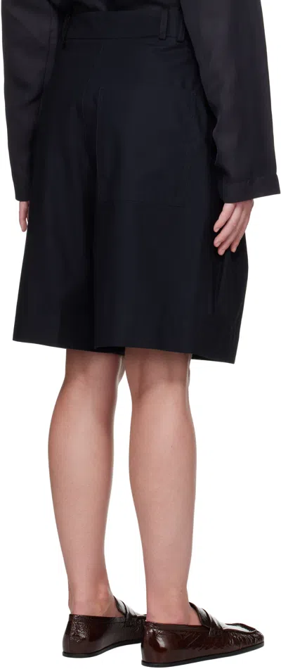 Studio Nicholson Tailored Flared Shorts In Darkest Navy