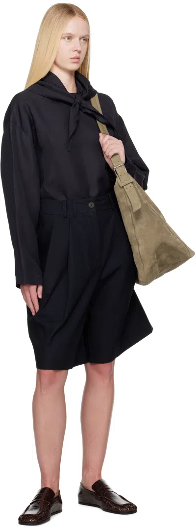 Studio Nicholson Tailored Flared Shorts In Darkest Navy