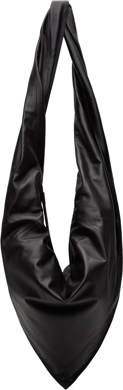 Lemaire Black Scarf Bag In Mu096 Black / Dark C