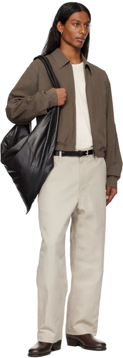 Lemaire Black Scarf Bag In Mu096 Black / Dark C