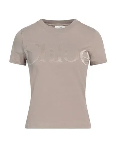 Chloé Cotton Jersey T-shirt With Logo In Powder Grey