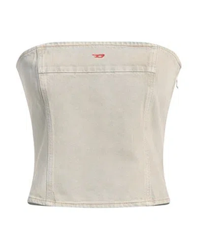 Diesel Denim Strapless Top With Design And High-quality Cotton Fabric In Blue