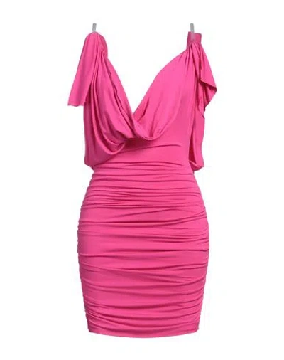 Attico Cowl Neck Draped Dress In Pink