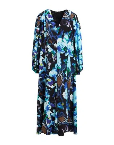 Escada Woman Midi Dress Blue Size 14 Silk In Blue